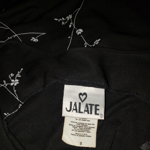 VINTAGE Dress JALATE Black Maxi Sleeveless White Floral Sz S - Picture 7 of 9